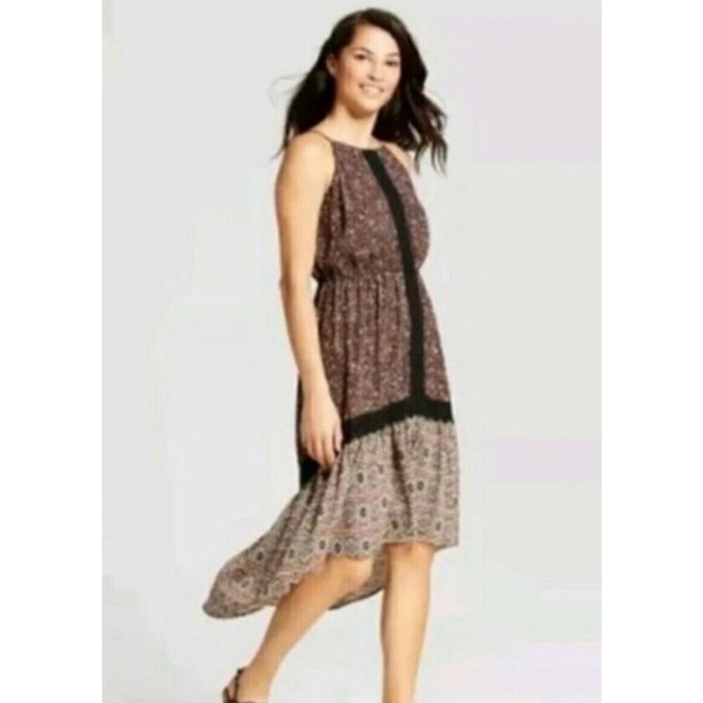 Knox Rose Women’s Sleeveless High Low Hem Boho Floral Dress Size M Multicolor